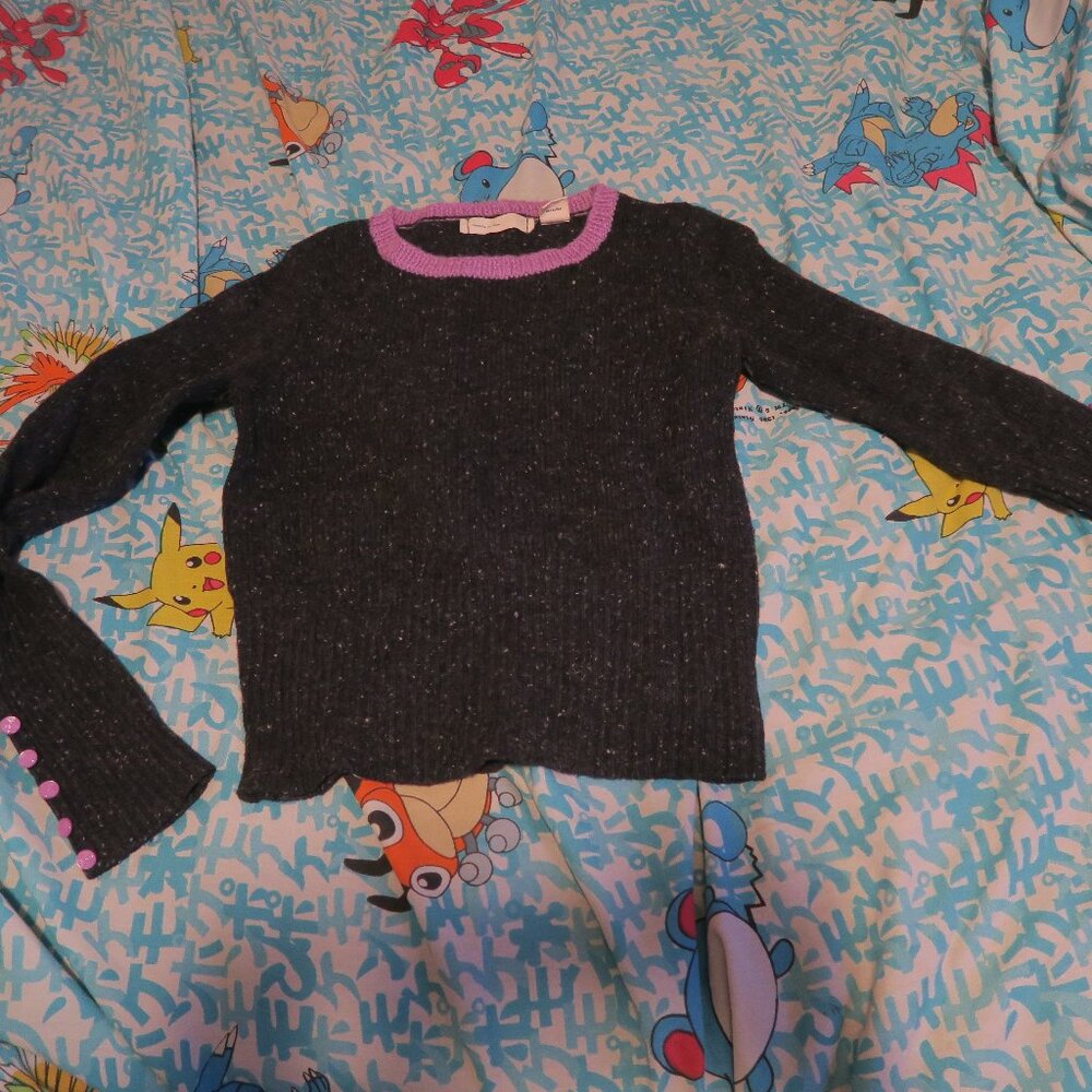 Sleeping On Snow Button Sleeve Sweater Womens Medium Lambswool Cashmere Mohair